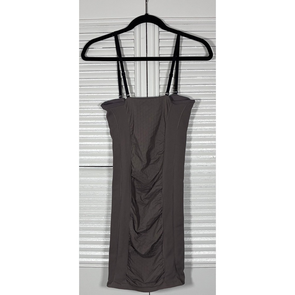 Intimately Free People Ruched Bodycon Slip Dress Taupe M/L Swiss Dot Stretch - Picture 3 of 6